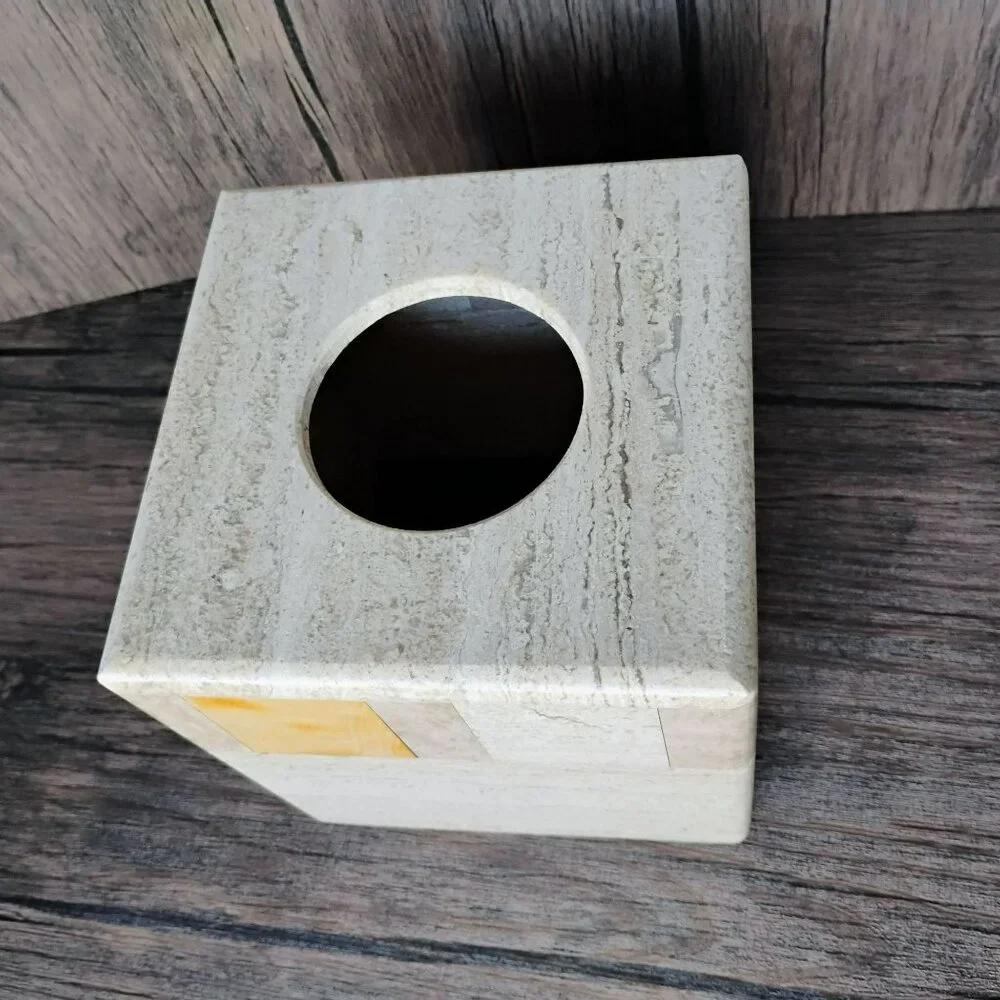 Handcrafted Natural Stone Travertine Tissue Box Cover By WaterStone